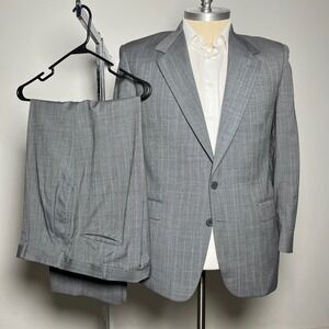 Nino Cerruti Suit Mens 42R 36x30 Grey Pinstripe Vintage 2-Button‎ USA Tailored